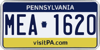 PA license plate MEA1620
