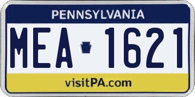 PA license plate MEA1621