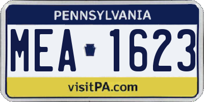 PA license plate MEA1623