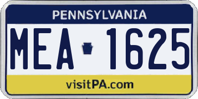 PA license plate MEA1625