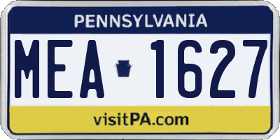 PA license plate MEA1627
