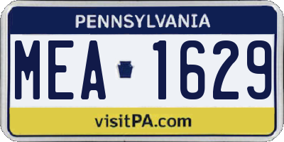 PA license plate MEA1629