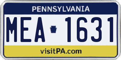 PA license plate MEA1631