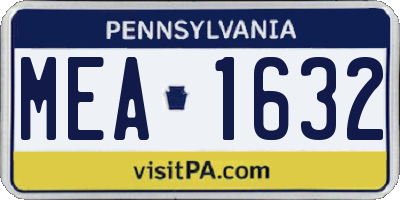 PA license plate MEA1632