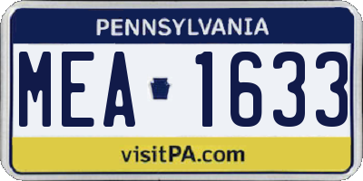PA license plate MEA1633