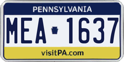 PA license plate MEA1637