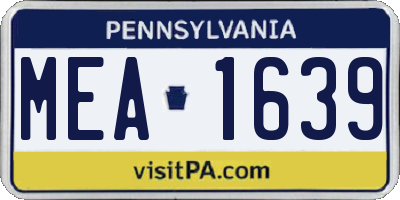 PA license plate MEA1639