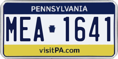 PA license plate MEA1641