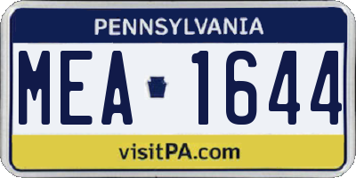 PA license plate MEA1644
