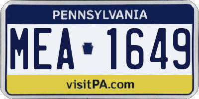 PA license plate MEA1649
