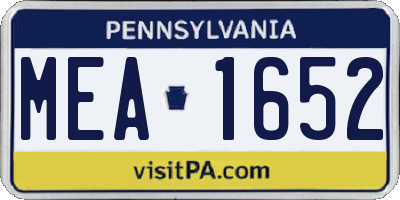 PA license plate MEA1652