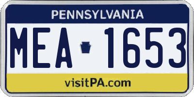 PA license plate MEA1653