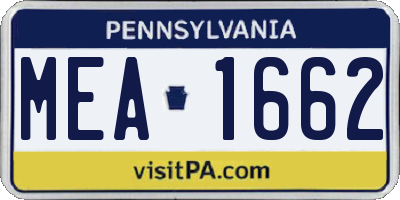 PA license plate MEA1662