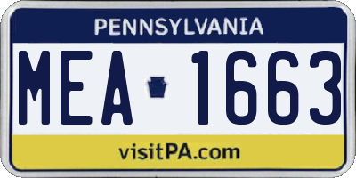 PA license plate MEA1663