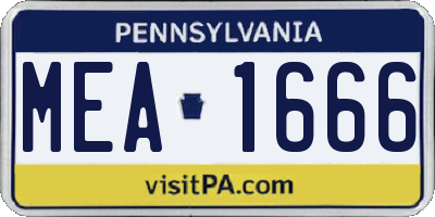 PA license plate MEA1666