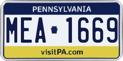 PA license plate MEA1669