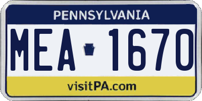 PA license plate MEA1670