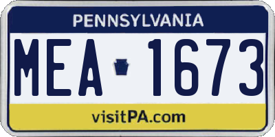 PA license plate MEA1673