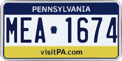 PA license plate MEA1674