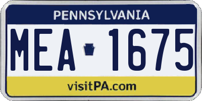 PA license plate MEA1675