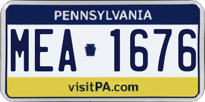 PA license plate MEA1676