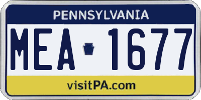 PA license plate MEA1677
