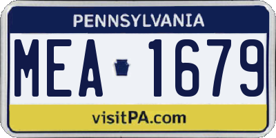 PA license plate MEA1679