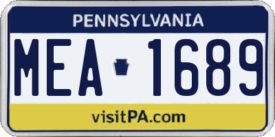 PA license plate MEA1689