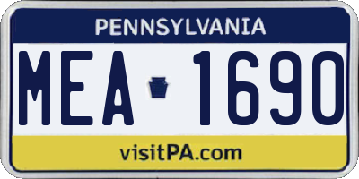 PA license plate MEA1690