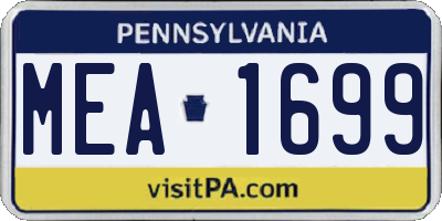 PA license plate MEA1699