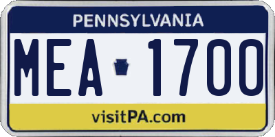 PA license plate MEA1700