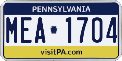 PA license plate MEA1704