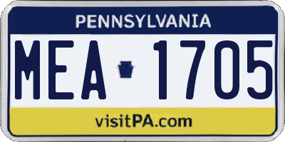 PA license plate MEA1705