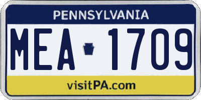 PA license plate MEA1709