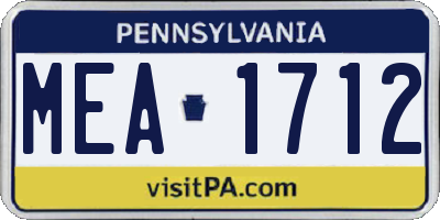 PA license plate MEA1712