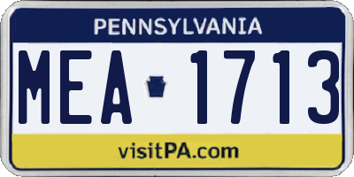 PA license plate MEA1713