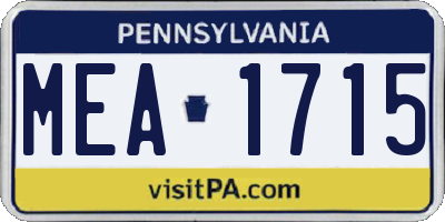 PA license plate MEA1715