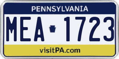 PA license plate MEA1723