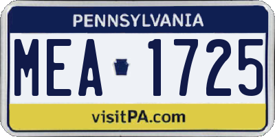 PA license plate MEA1725