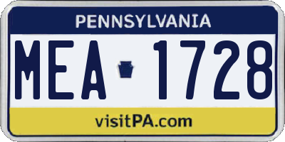 PA license plate MEA1728