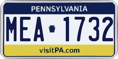 PA license plate MEA1732