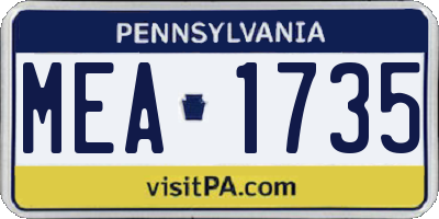 PA license plate MEA1735