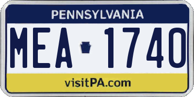 PA license plate MEA1740