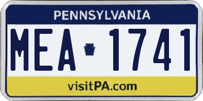 PA license plate MEA1741