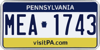 PA license plate MEA1743