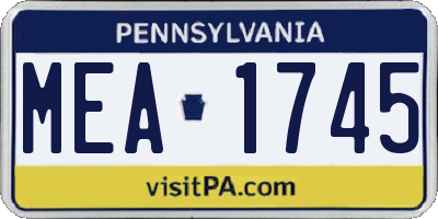 PA license plate MEA1745