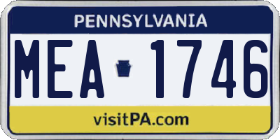 PA license plate MEA1746