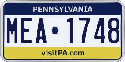 PA license plate MEA1748