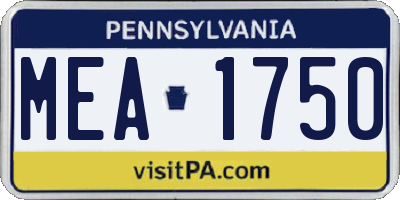 PA license plate MEA1750