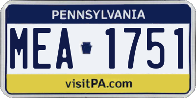 PA license plate MEA1751